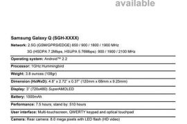 Specs Leaked of Samsung Galaxy Q, Beast of all Entreprise Phones