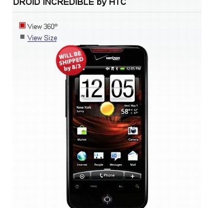 Verizon pushes Droid incredible to August 3