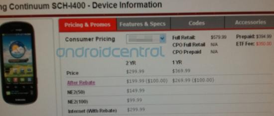 Samsung Continuum Price