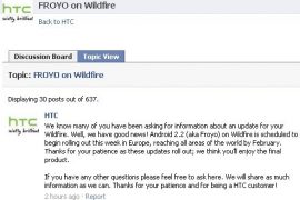 HTC Wildfire gets android 2.2 Froyo update