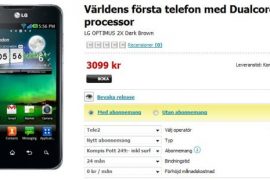 LG Optimus 2X spotted Selling on a Swedish website for 4999 kronors, that’s $731 approx