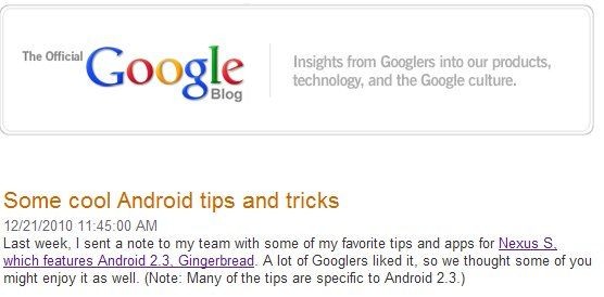 Official Google Tips