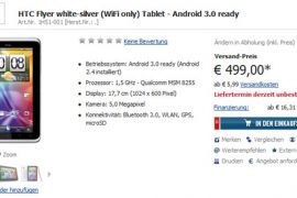 HTC Flyer Priced at €499 for a Wi-Fi only Version at a German Electric Store. Anyone excited?