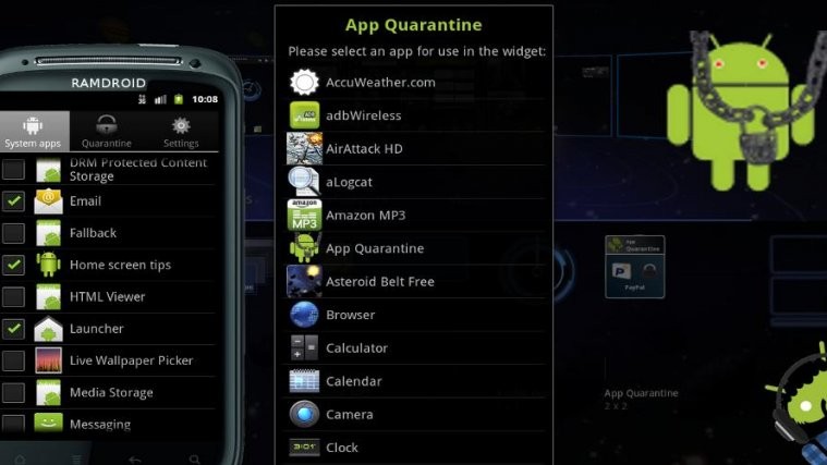 Disable Apps on Android 2.x using App Quarantine Android App
