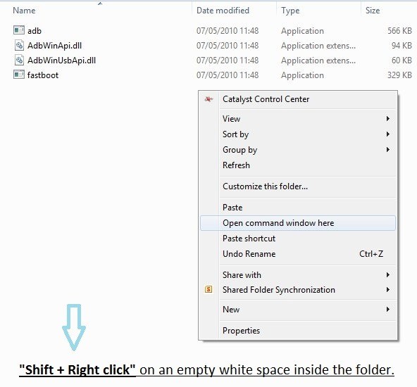 Open Command Prompt Window Inside Fastboot Folder