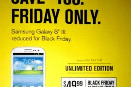 Sprint Galaxy S3 Price to reduce to $50 (75% discount) on Black Friday