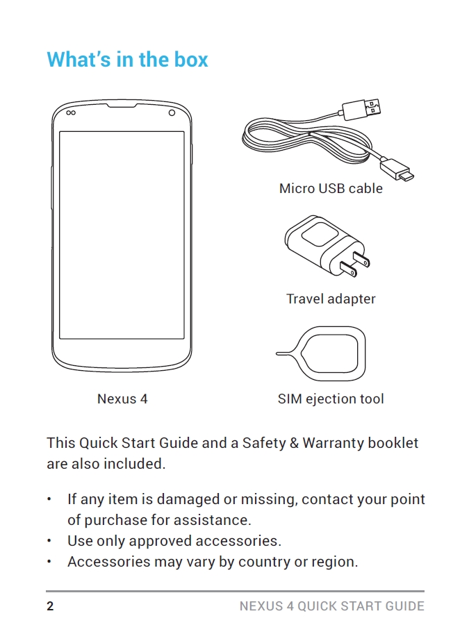 LG Nexus 4 Box Contents