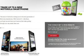 $100 rebate eligible devices under tradeup offer listed out by Motorola