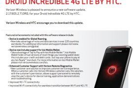 Verizon DROID Incredible 4G LTE Update brings Global Roaming to the device