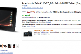 Acer Iconia Tab A110 Price announced, selling from today for $229