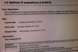 Bell Optimus G release date scheduled for November 13