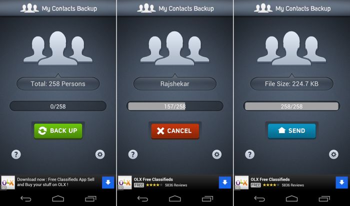 My Contacts Backup app