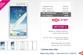Price of T-Mobile Galaxy Note 2 ($199) and One S (Free) reduced for Black Friday