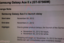 Bell Samsung Galaxy Ace 2 Release Date delayed to Nov 22
