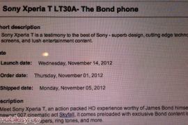 Bell Xperia T release date set at November 14