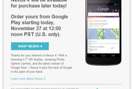 Nexus 4 to be back in stock on Play Store at 12 noon PST today, only in the US though