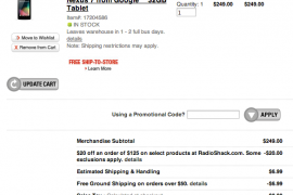 Buy Nexus 7 32 GB with $20 discount from Radioshack, act up quickly though