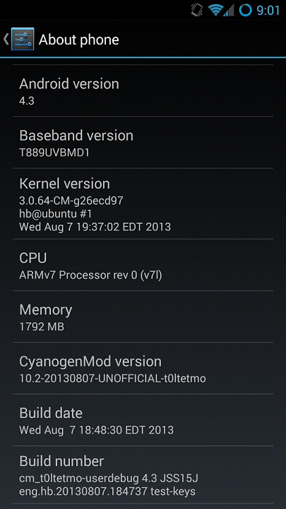 Android 4.3 Screen on T-Mobile Galaxy Note 2
