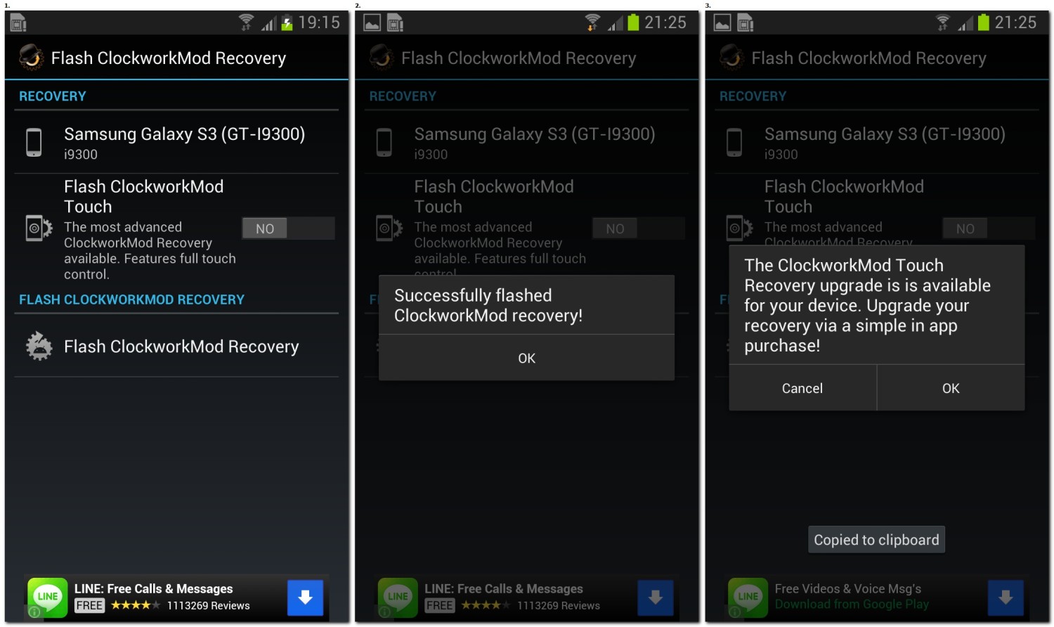 Samsung Galaxy S3 CWM Recovery ROM Manager App
