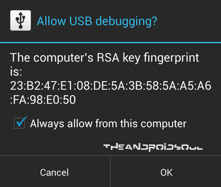 Authorize Computer For USB Debugging (Always)