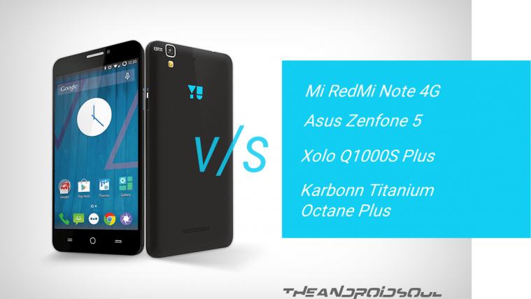 Micromax Yu Yureka Comparison RedMi Note 4G Q1000S Plus Zenfone 5 Titanium Octance Plus