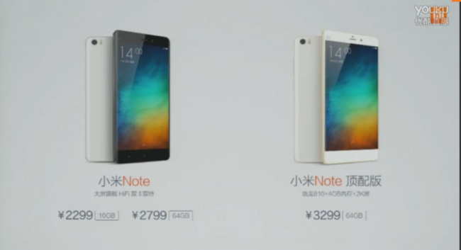 Xiaomi Mi Note Specs