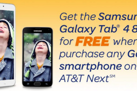 AT&T is giving away a Galaxy Tab 4 8.0 for free for any Galaxy phone you buy from AT&T Next