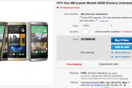 Refurbished Unlocked 32 GB AT&T HTC One M8 Listed on eBay for $270