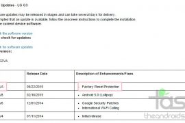 Sprint LG G3 latest update LS990ZVA is not Android 5.1, it’s about Factory Reset Protection
