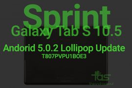 Update Sprint Galaxy Tab S 10.5 to Android 5.0 Lollipop Stock Firmware T807PVPU1BOE3