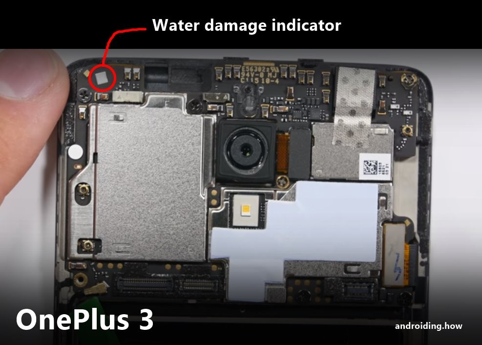 Индикатор повреждения OnePlus 3 водой