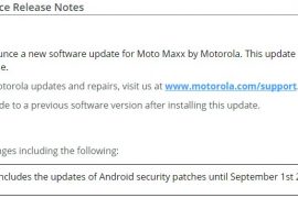 Moto Maxx receives update to September security patch