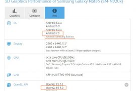 Galaxy Note 5 Android 7.0 Nougat update to release soon, spotted on GFXbench already
