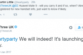Huawei Mate 9 to release at 3 UK on January 13, Friday