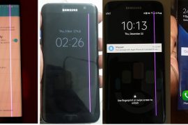 Faulty Galaxy S7 Edge displays showing a vertical pink line for many users