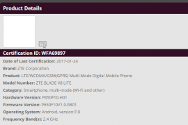 ZTE Blade V8 Lite might release soon, gets certified by WiFi alliance