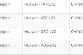 Huawei TRT-LX2, VTR-L29, CRO-L22 and WAS-LX2 spotted on POSTEL