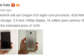 Redmi Note 4X Specs leak again, to be priced 1299 Yuan