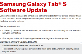Verizon Galaxy Tab S and Tab S2 get December security update, builds T807VVRS1CPL1 and T817VVRS2BPL1