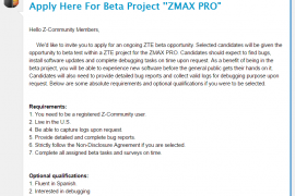 ZTE Launches Beta Testing Program for ZTE ZMAX Pro