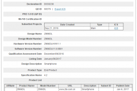 ZTE Z986DL and Z986U shows up on Bluetooth SIG
