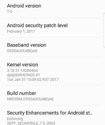 AT&T galaxy s7 Nougat update