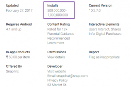 Snapchat reaches 500 million downloads on Play Store