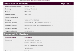 Galaxy Tab E 8.0 (2017) to release soon, certified by WiFi Alliance