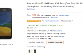 Moto G5 price set at £179.99, goes on pre-order at Amazon UK