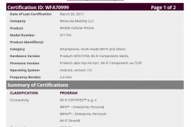 Did Moto X 2017 or Moto C just clear Wi-Fi Alliance as XT1750 or XT1754?