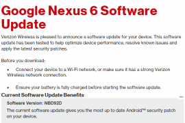 Verizon Nexus 6 OTA update with March security patch rolling out, build NBD92D