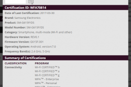 Galaxy On7 Pro 2017 release date nears, certified by WiFi Alliance