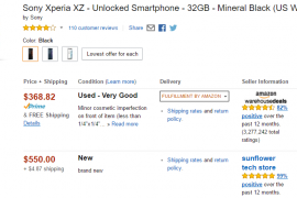 Deal: Used Sony Xperia XZ selling for $368 on Amazon