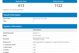 ZTE K813 spotted on GeekBench running Android 7.0 Nougat